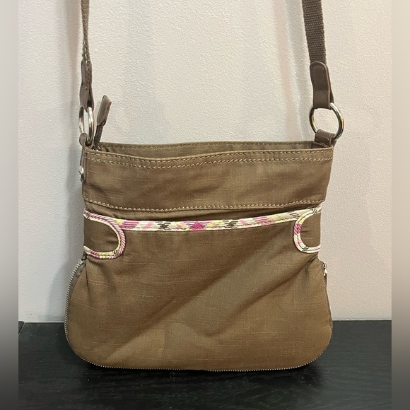 Thirty-One Brown‎ Expandable Adjustable Strap Crossbody Brown and Pink Plaid - Picture 4 of 13